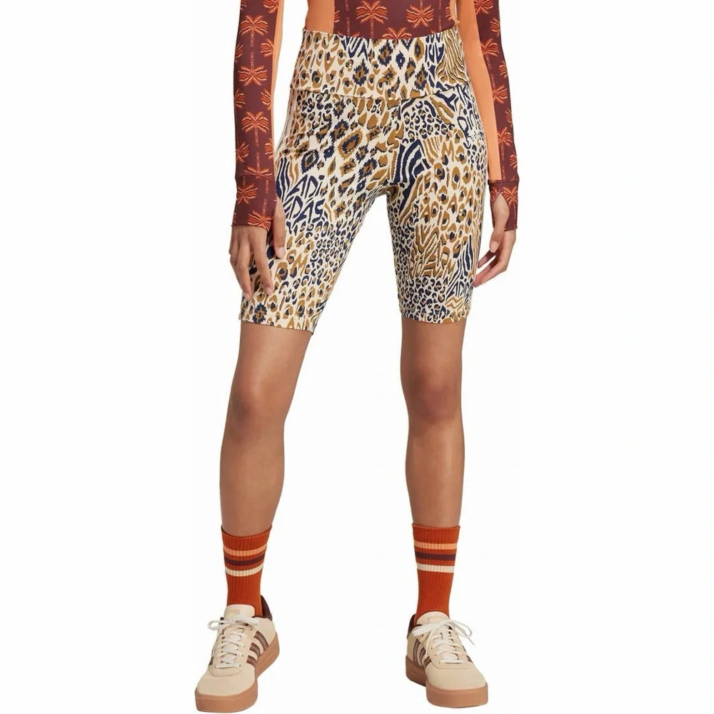 FARM Rio X ADIDAS | Oasis Night Animal Print Elastic Pull-on Stretch Bike Shorts - Picture 2 of 13